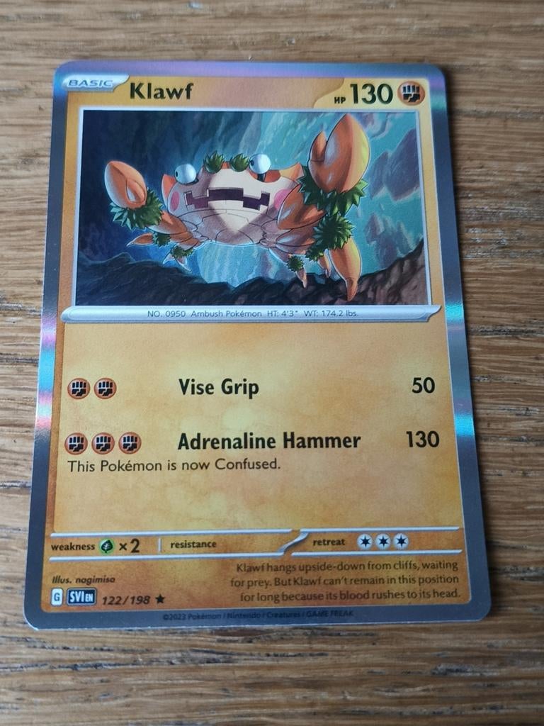 Klawf holo 122/198 scarlet & violet, Ophalen of Verzenden, Zo goed als nieuw, Losse kaart, Foil