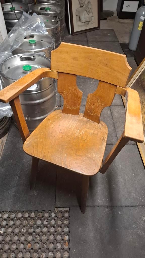 8x Ouderwetse Cafestoelen - Houten Armstoelen, Ophalen, Gebruikt, Ouderwets, Bruin