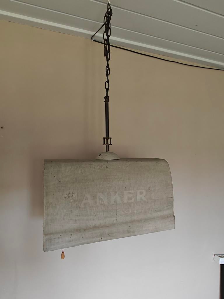 Unieke vintage lampenkap met 'ANKER' print, Ophalen, Gebruikt, Vintage, Grijs