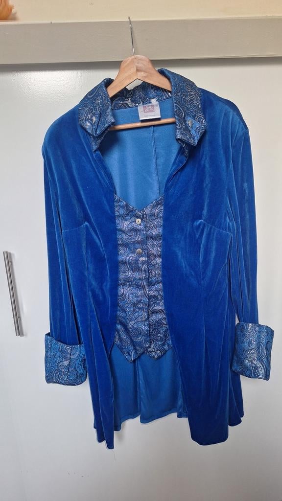 Carnavalsjas blauw, Ophalen of Verzenden, Zo goed als nieuw, Maat 46/48 (XL) of groter, Carnaval