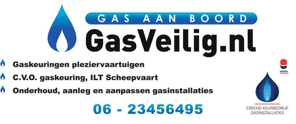 Gasveilig.NL:  voor .CVO - HISWA GASKEURING  bij u aan boord, Watersport en Boten, Ophalen, Nieuw, 25 meter of meer