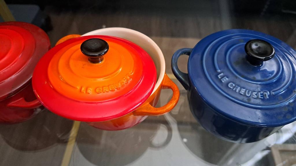 Le Creuset mini braadpannen multi-colours, Huis en Inrichting, Keuken | Potten en Pannen, Ophalen of Verzenden, Zo goed als nieuw