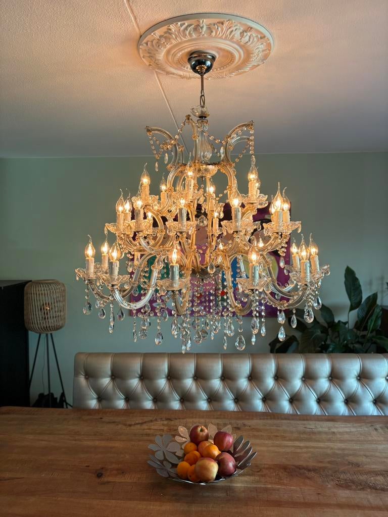 Kroonluchter Maria Theresia kristal 30 lampen, Ophalen, Zo goed als nieuw
