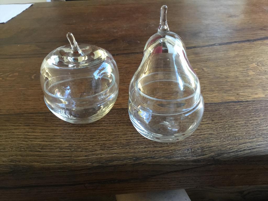 Bonbonsetje appel en peer van glas, Gebruikt, Overige typen, Ophalen of Verzenden, Glas