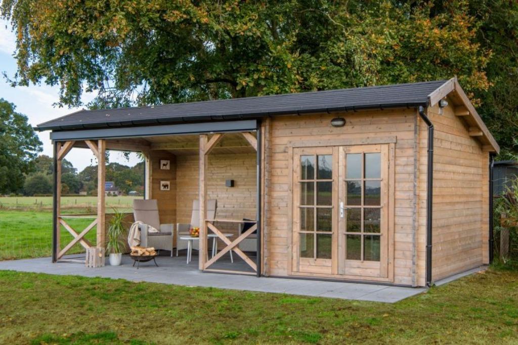 Blokhut Kukka 700x350 cm | Groen geïmpregneerd | OP=OP!, Tuin en Terras, Tuinhuizen, Nieuw, Blokhut, Hout, 200 tot 400 cm, Ophalen