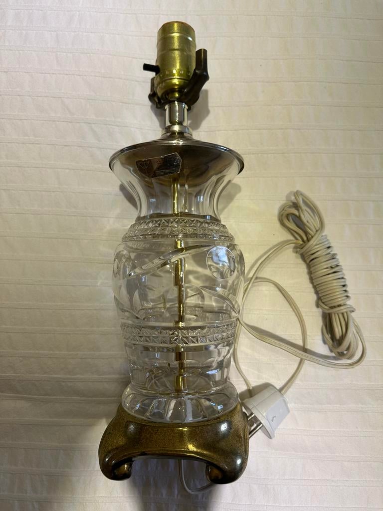 Vintage kristallen tafellamp 24% loodkristal Made in Poland, Antiek en Kunst, Antiek | Glas en Kristal, Ophalen of Verzenden