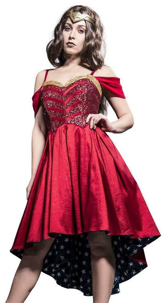 NIEUW DC official Wonder Woman (cosplay) stars jurk, maat M, Ophalen of Verzenden, Nieuw, Maat 38/40 (M), Onder de knie