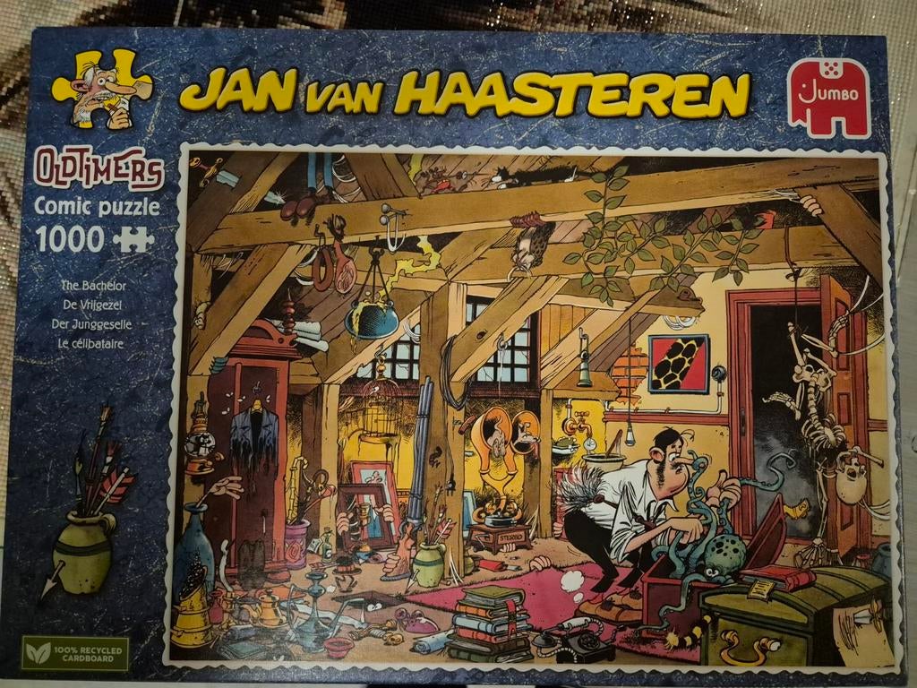 Oldtimers:De vrijgezel, Jan v Haasteren puzzel, Ophalen of Verzenden, 500 t/m 1500 stukjes, Zo goed als nieuw, Legpuzzel