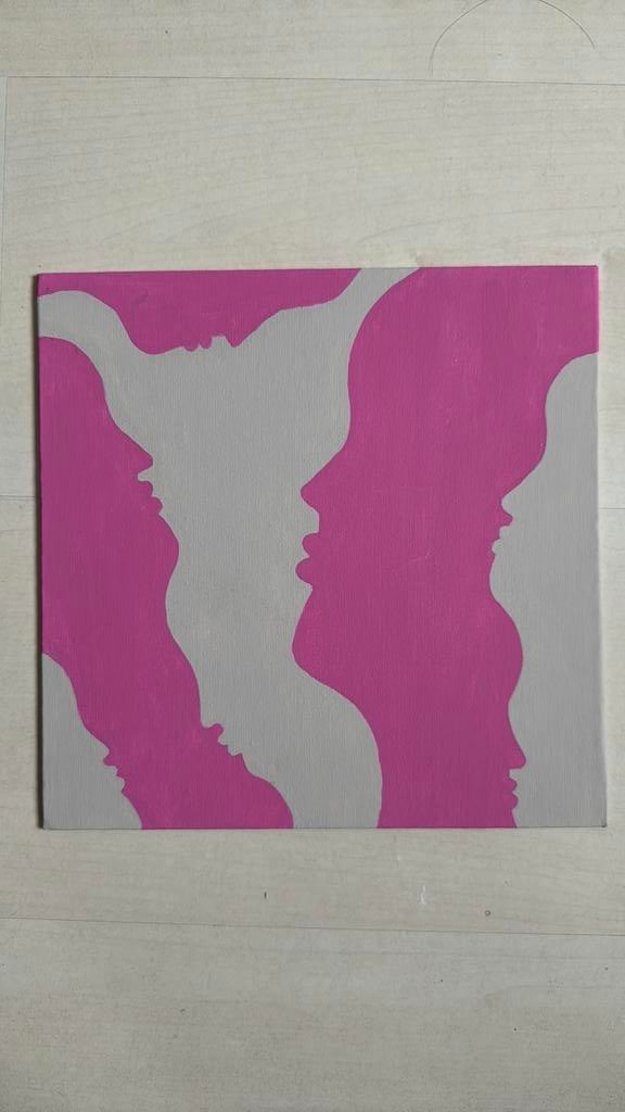 Schilderij Roze - Beige, Ophalen of Verzenden