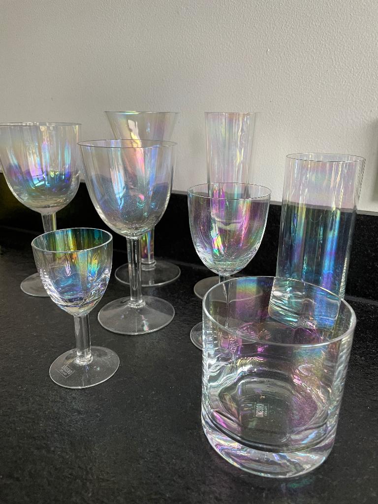 Glaswerk parelmoer 8 delig, Antiek en Kunst, Ophalen