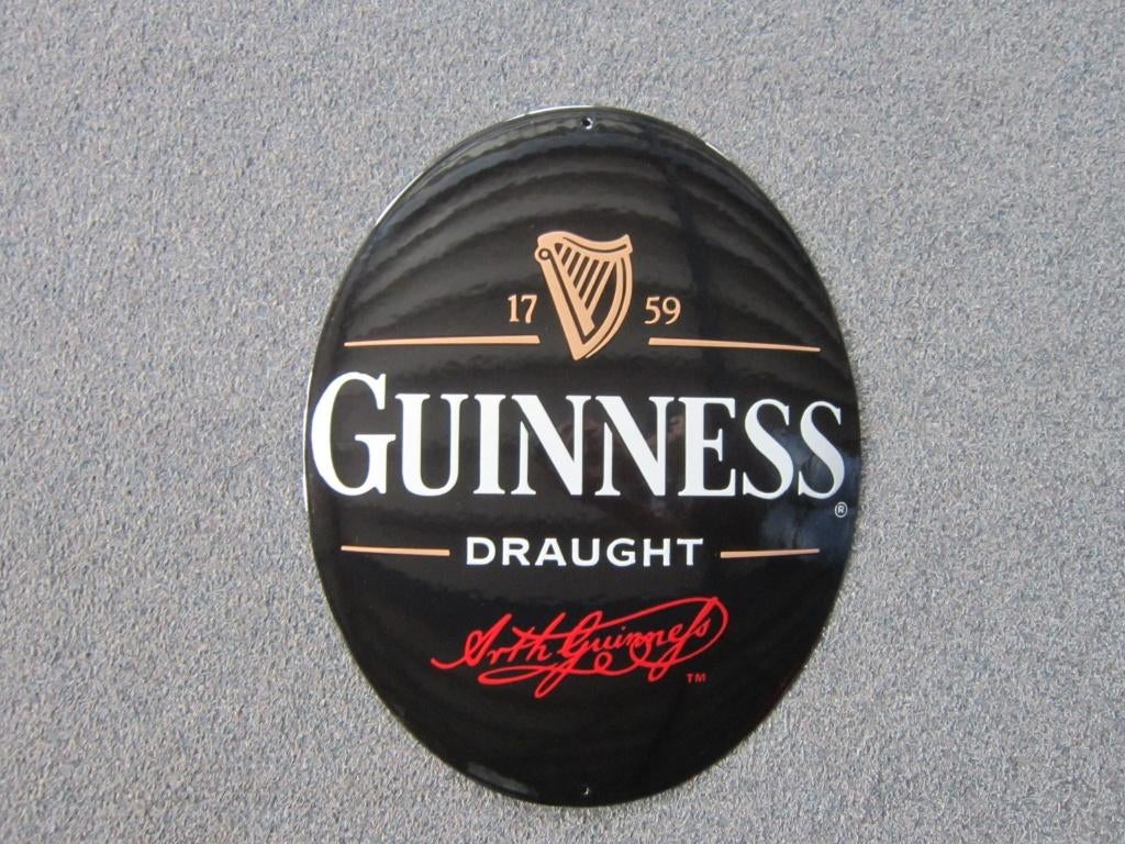 GUINNESS BIER EMAILLE RECLAMEBORD, Verzamelen, Biermerken, Ophalen, Zo goed als nieuw, Reclamebord, Plaat of Schild, Overige merken