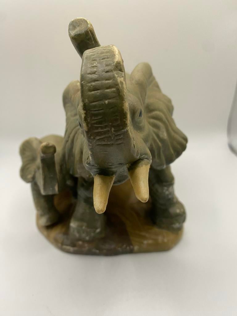 Olifant met jong - Dierenbeeld, Ophalen of Verzenden, Gebruikt, Wild dier, Beeldje of Figuurtje