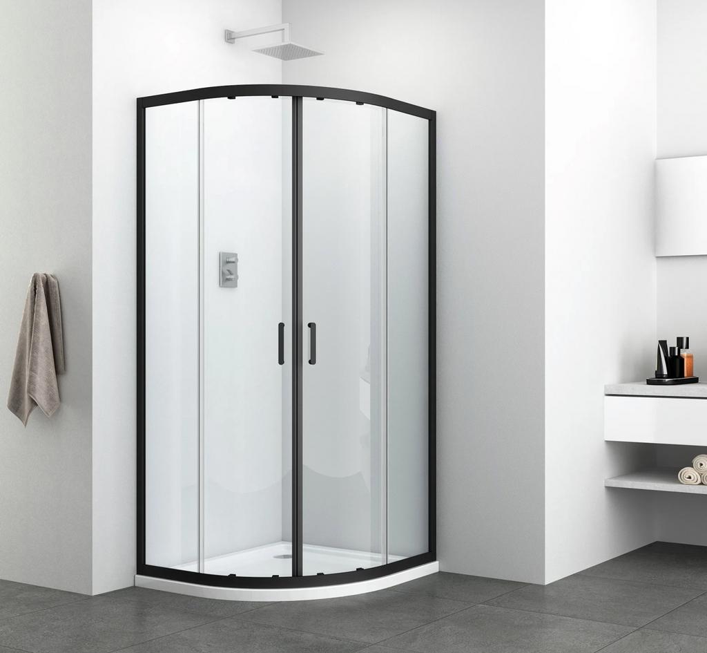 Moderne douchecabine met zwarte accenten zonder bak, Ophalen, Nieuw, Met douche