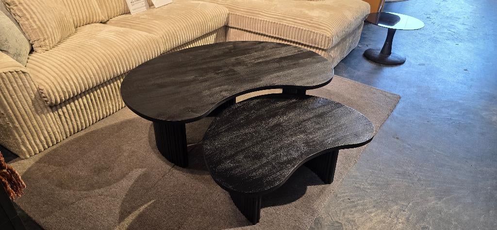 Salontafel boonvormig - 125 cm & 85 cm Zwart Showmodel, Ophalen, 100 tot 150 cm, Jarameubeloutlet@hotmail.com, 50 tot 100 cm