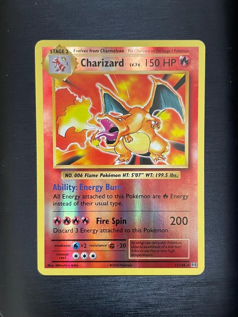 Charizard - 11/108 - Rare - Reverse Holo XY Evolutions, Hobby en Vrije tijd, Verzamelkaartspellen | Pokémon, Verzenden, Zo goed als nieuw
