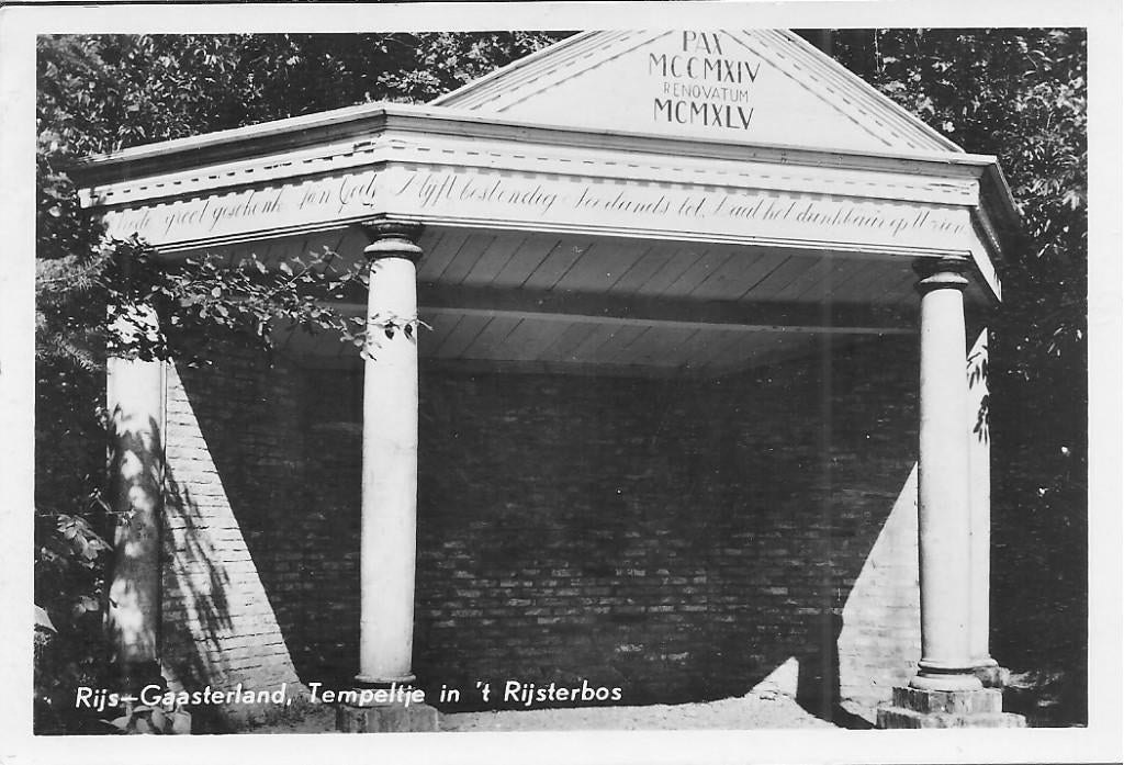 Rijs Gaasterland Tempeltje in't Rijsterbos., Ophalen of Verzenden, 1940 tot 1960, Gelopen, Friesland