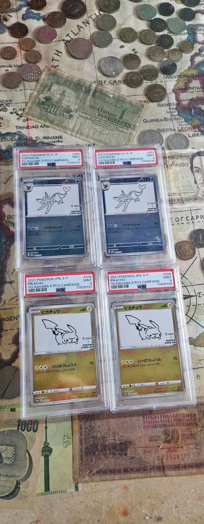 Pikachu & vaporeon yu nagaba psa 9 laatste paar!, Ophalen of Verzenden, Zo goed als nieuw