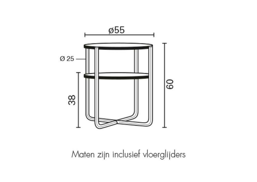 Gispen Today 423 / 425 bijzettafel, Ophalen, Minder dan 55 cm, Rond, 60 cm of meer