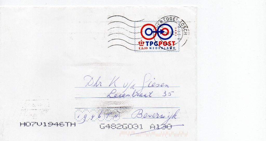 Nederland. Postwaardenenvelop TPG Post., Ophalen of Verzenden, Envelop