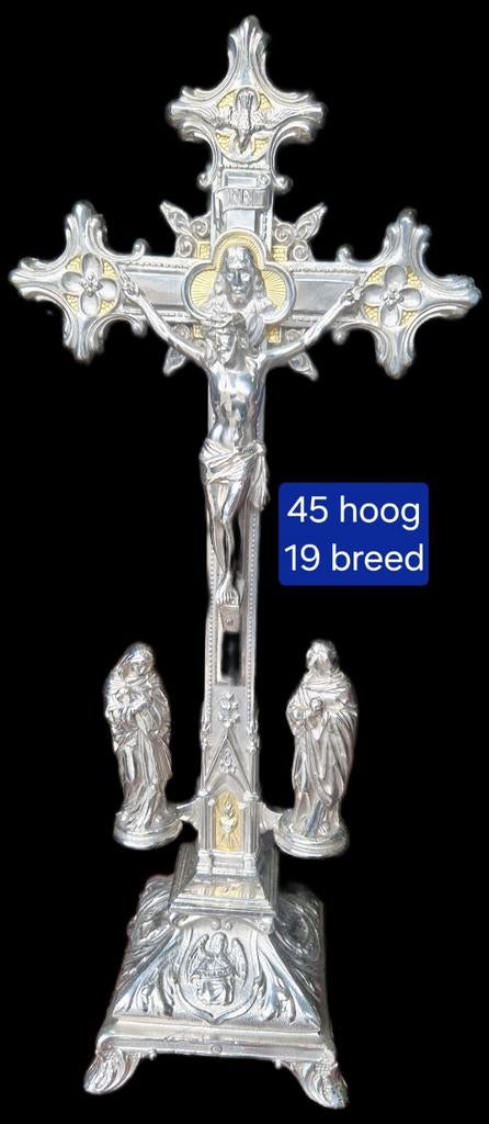 Prachtige oude metalen crucifix, Antiek en Kunst, Antiek | Religie, Ophalen of Verzenden