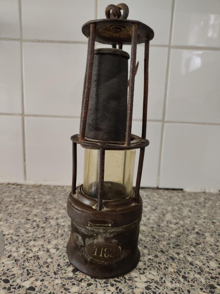 Antieke mijnlamp - Davy lamp - nummer 1182, Ophalen of Verzenden