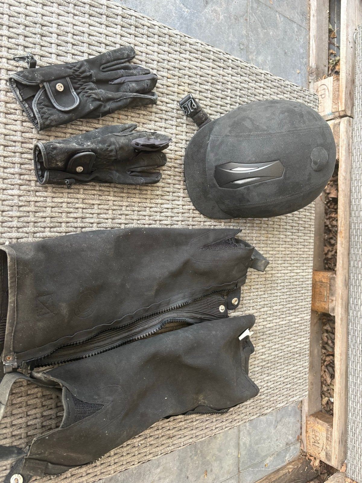 Paardrijspullen Cap 54-56 handschoenen L Chaps XL, Ophalen of Verzenden, Zo goed als nieuw, Dressuur