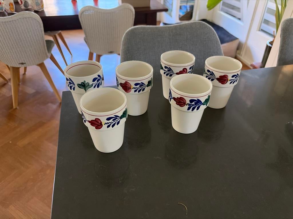 Boerenbont melkbekers 6 stuks puntgaaf, Overige typen, Ophalen of Verzenden, Zo goed als nieuw, Overige stijlen