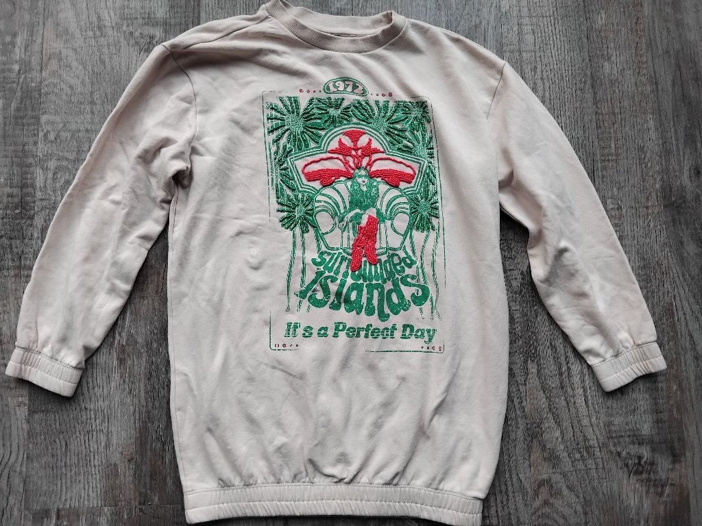 JM jurk beige sweatjurk maat 134 jurkje, Meisje, Ophalen of Verzenden, Zo goed als nieuw, Jurk of Rok