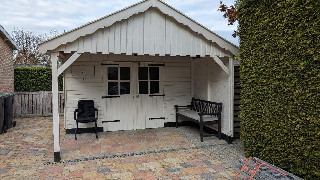 Tuinhuis/schuur met overkapping, Tuin en Terras, Tuinhuizen, Ophalen, 500 cm of meer, Met overkapping, Hout