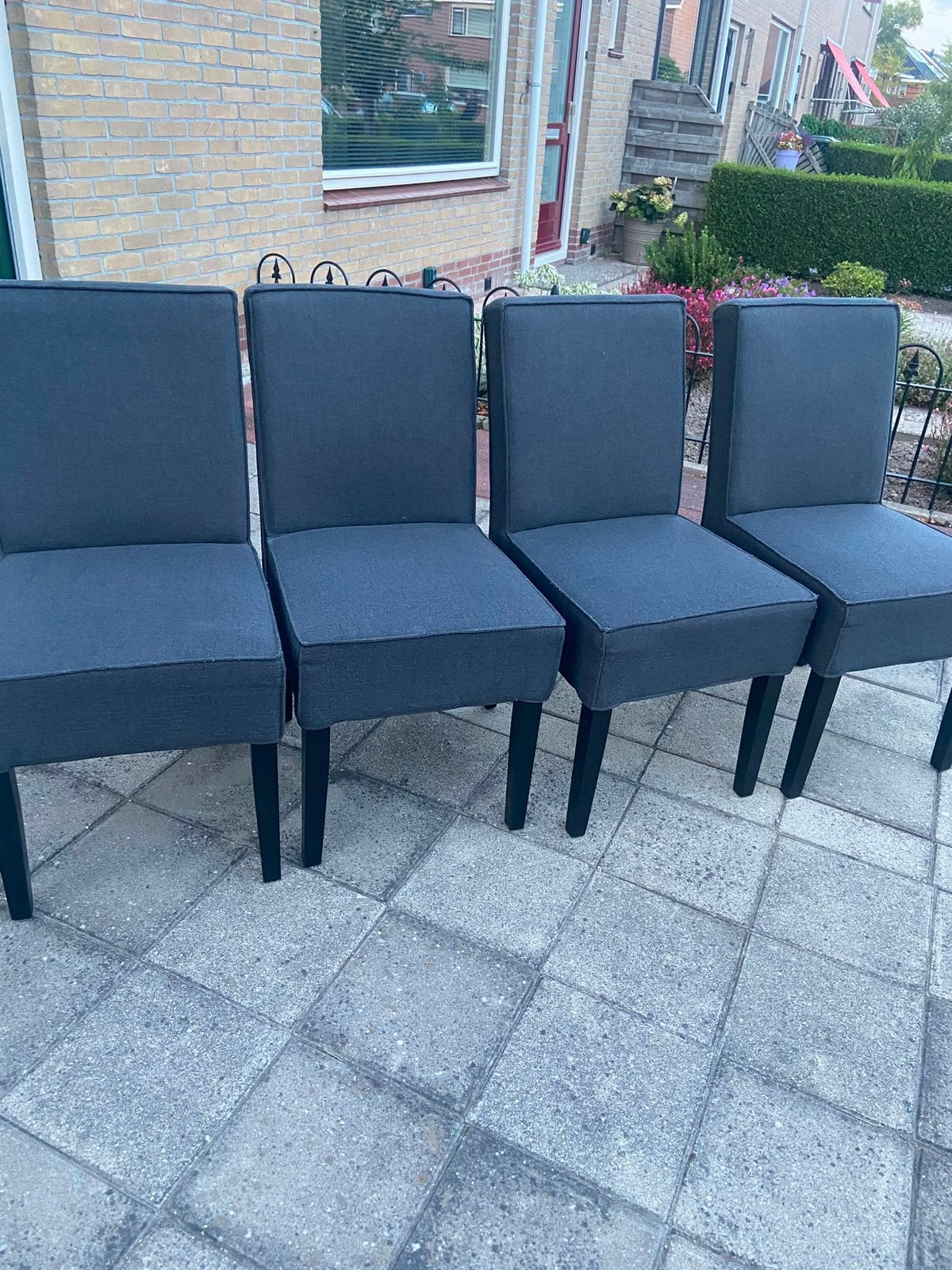 4 Stuk eetstoel grijs, Tuin en Terras, Ophalen, Zo goed als nieuw, Overige materialen