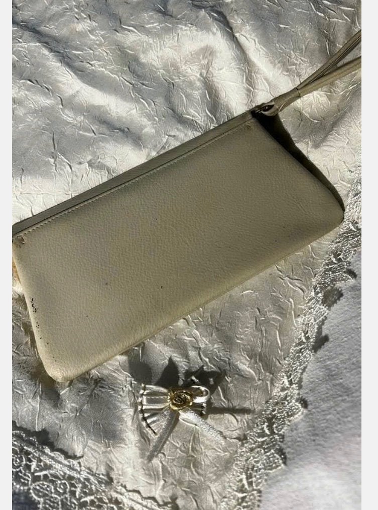 Vintage crèmekleurige clutch jaren ‘70, Ophalen of Verzenden, Zo goed als nieuw, X, Avondtasje