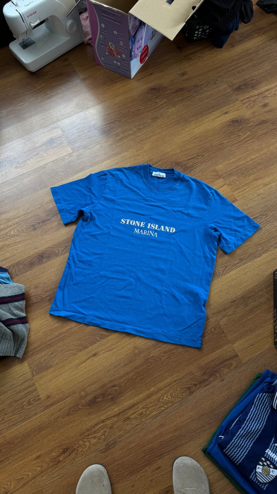 Stone Island Marina T-shirt - Blauw - Maat L, Ophalen of Verzenden, Zo goed als nieuw, Maat 52/54 (L), Blauw