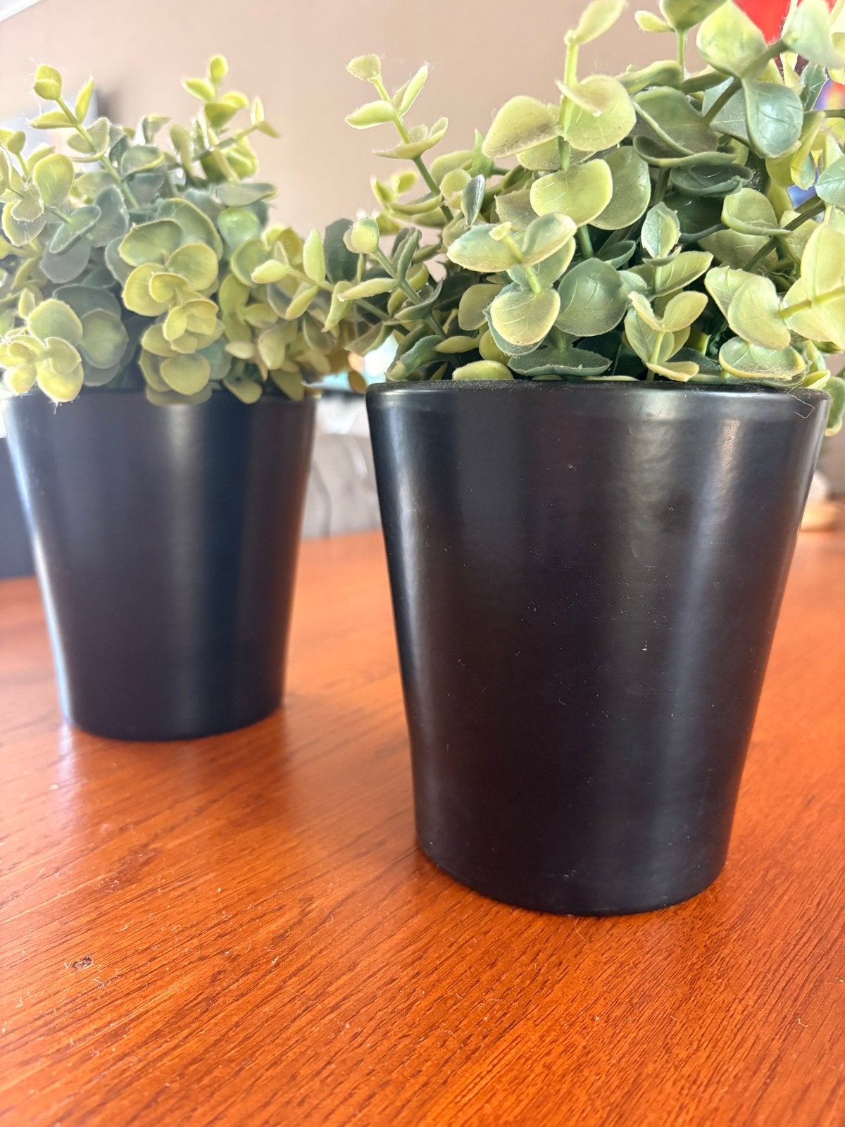 Set van 2 Kunstplantjes in Zwarte Pot, Binnen, Groen, Kunstplant, Ophalen of Verzenden
