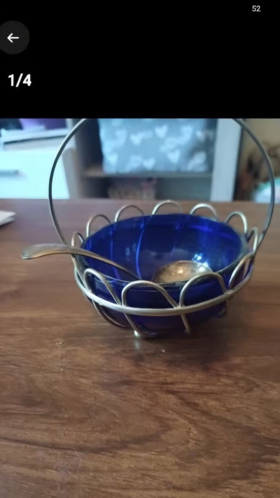 TE KOOP RETRO ANTIEK BONBON SCHAALTJE KOBALT BLAUW GLAS, Antiek en Kunst, Ophalen of Verzenden