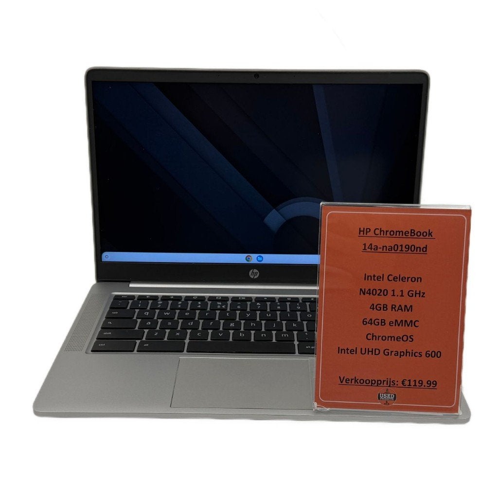 HP 14a-na0190nd ChromeBook | Intel Celeron 4GB RAM 64GB eMMC, Computers en Software, Chromebooks, 4 GB of minder, Dordrecht@usedproducts.nl