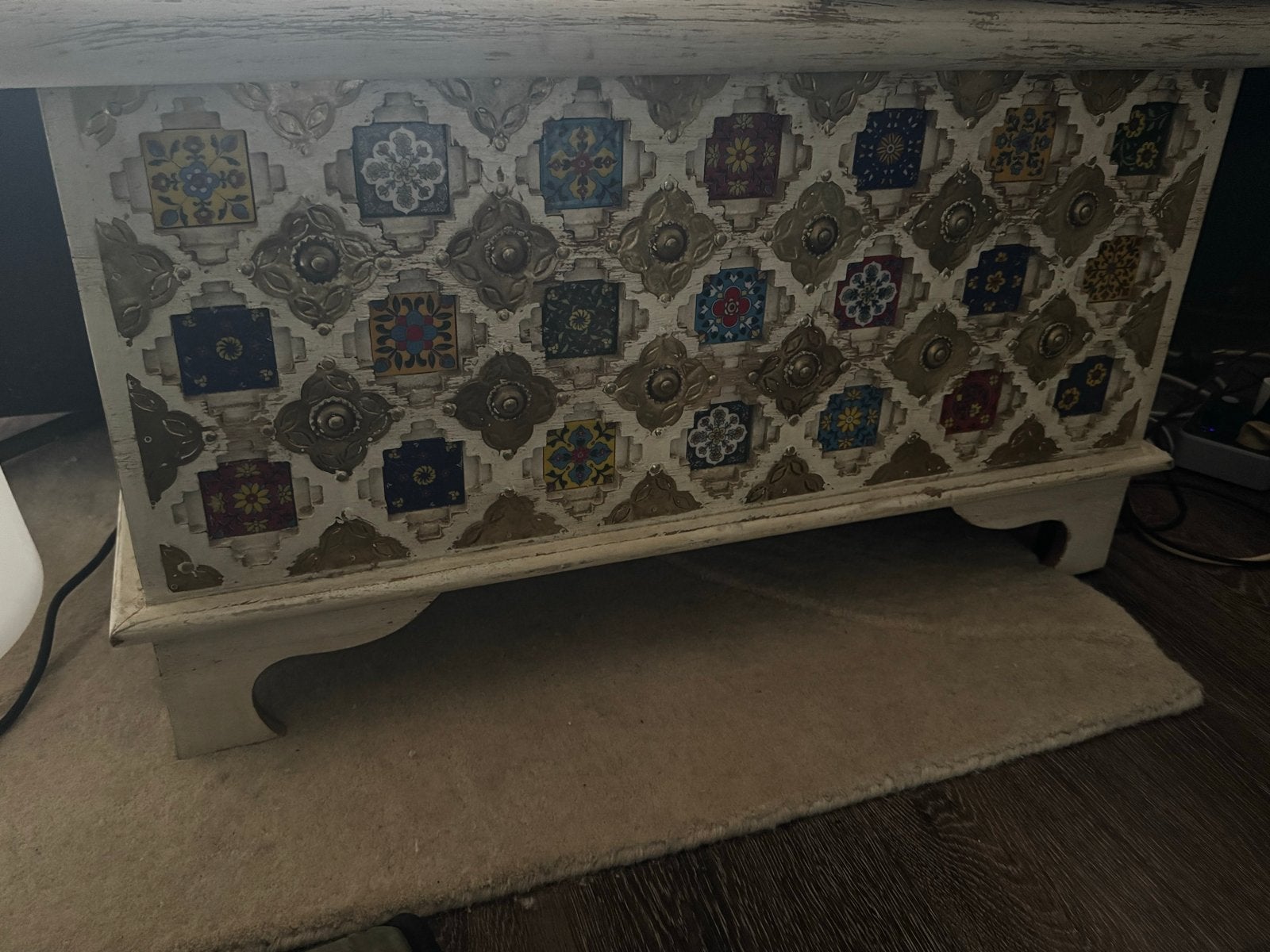 Giner y Colomer Opbergkist Mangohout Keramiek Brons Wit, Huis en Inrichting, Woonaccessoires | Kisten, Ophalen, 50 tot 100 cm