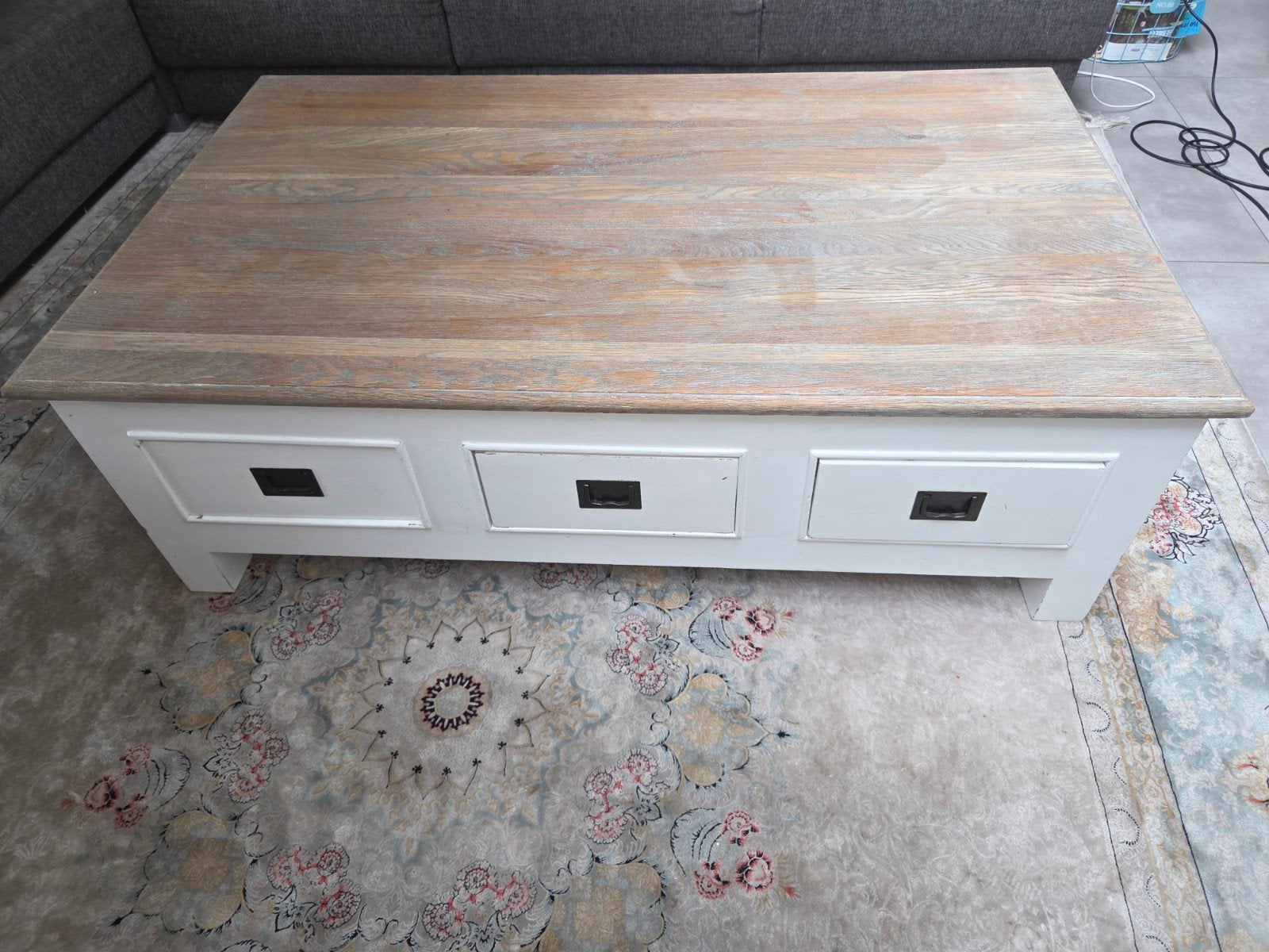 Robuuste salontafel met lades - Landelijke stijl, Huis en Inrichting, Tafels | Salontafels, Gebruikt, 100 tot 150 cm, Landelijke stijl