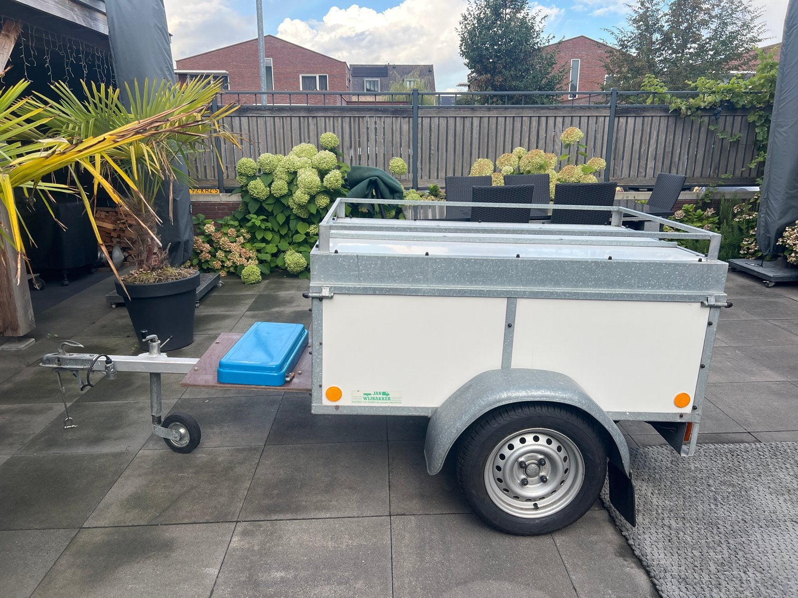 Bagagewagen Rieske met Bergamo air tent en complete kampeer., Ophalen, Gebruikt