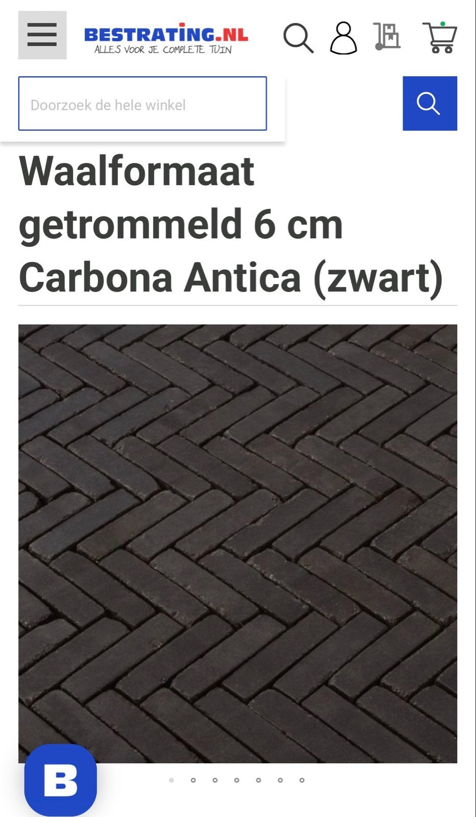Waalformaat getrommeld Carbona Antica zwart (ca.3,5 m²), Tuin en Terras, Tegels en Klinkers, Ophalen, Gebruikt, Klinkers, Minder dan 5 m²