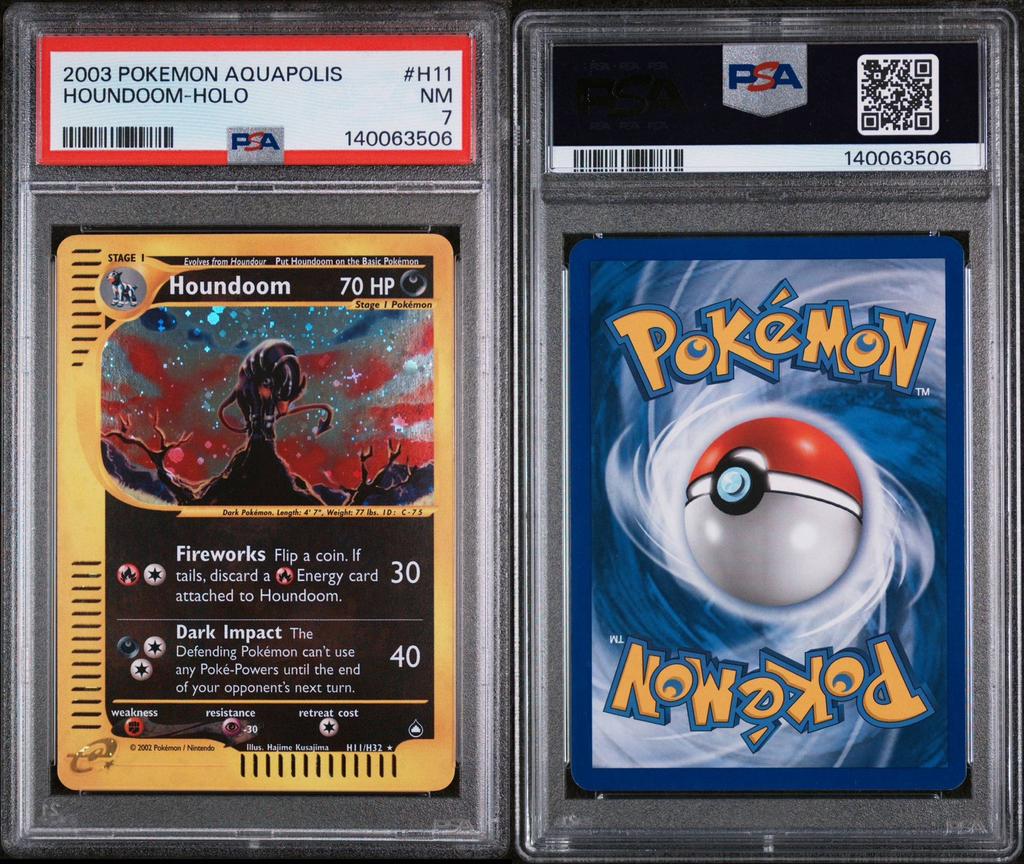 Houndoom | Aquapolis | Holo | PSA7 Near Mint, Ophalen of Verzenden, Zo goed als nieuw