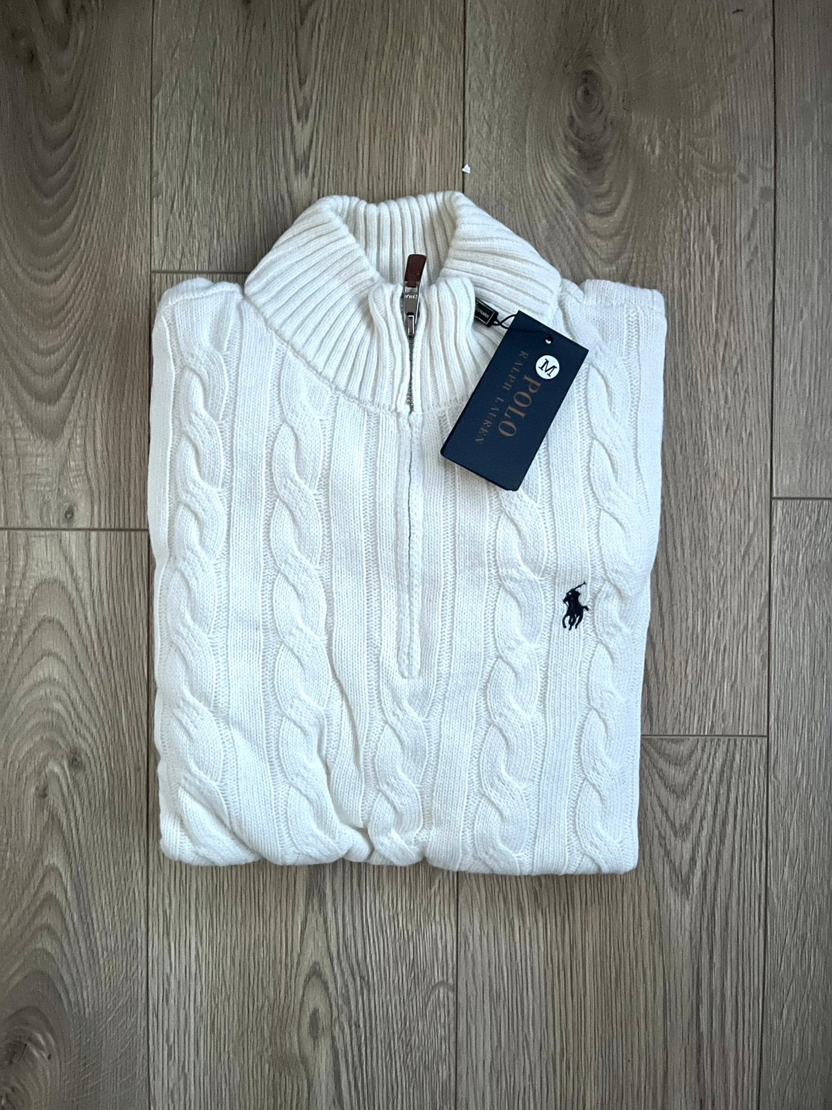 Ralph Lauren knitted quarter zip - wit - M, Ophalen of Verzenden, Nieuw, Maat 48/50 (M), Wit