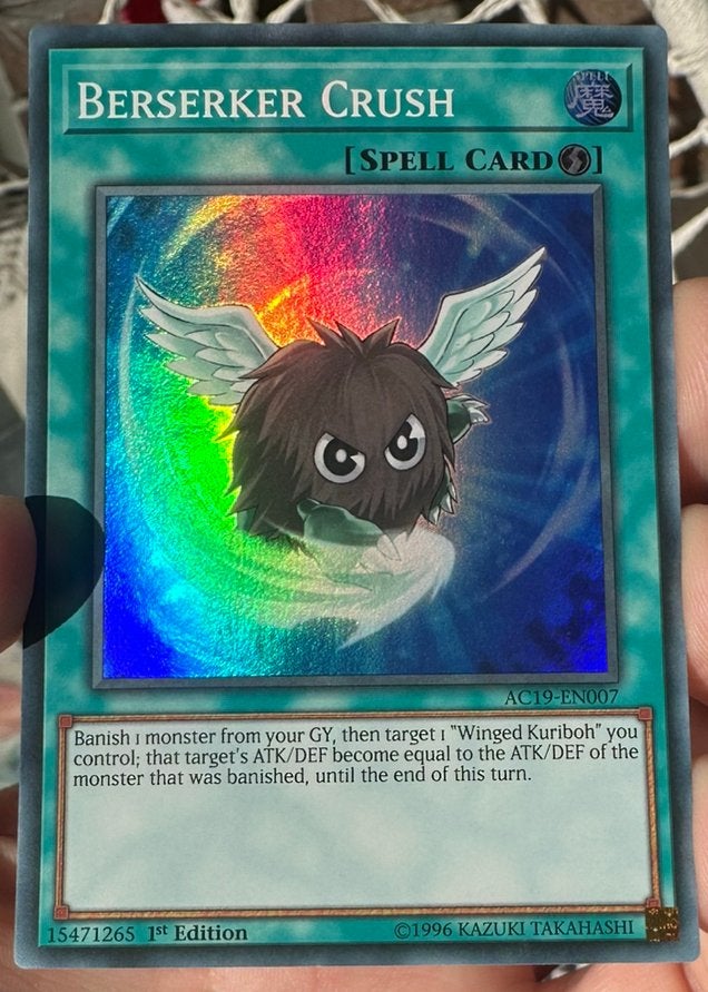 Yu-Gi-Oh! Berserker Crush AC19 1st Edition !, Ophalen of Verzenden, Zo goed als nieuw, Losse kaart, Foil