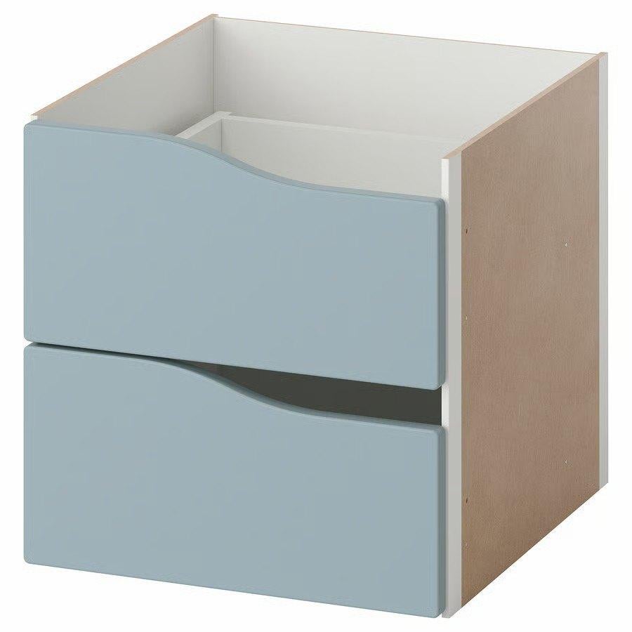 KALLAX Inzet met 2 lades, gegolfd/donkergrijs, 33x33 cm, Ophalen, Overige materialen, Minder dan 50 cm, Gebruikt