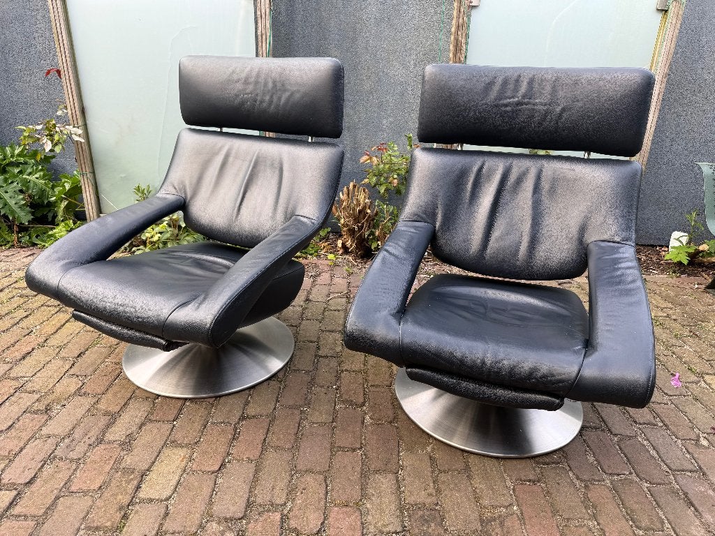 2x DS255 Fauteuil Donkerblauw leer in mooie staat, Huis en Inrichting, Fauteuils, Ophalen, Klassiek Chique Modern Industrieel