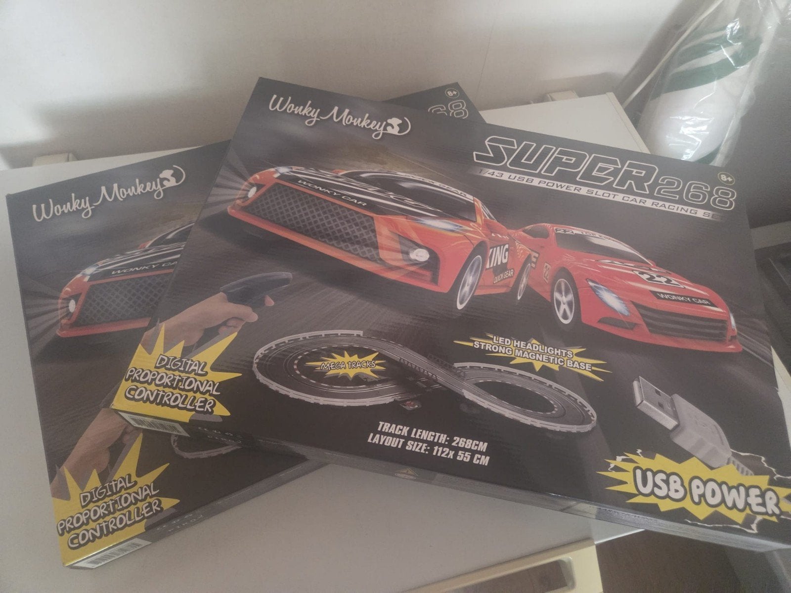 2 Nieuwe Wonky Monkey Super 268 Racebanen - USB Power, Racebaan, Nieuw, Elektrisch, Ophalen
