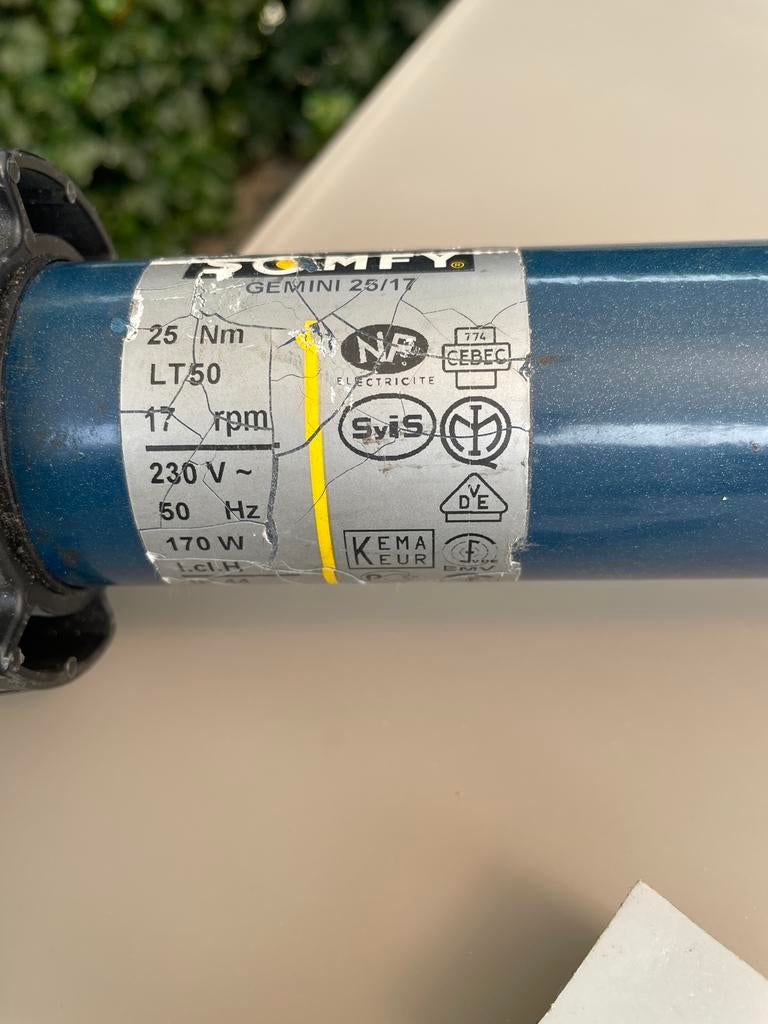 Somfy Gemini 25/17 Rolluikmotor - Gebruikt, Ophalen of Verzenden, Gebruikt, Overige typen