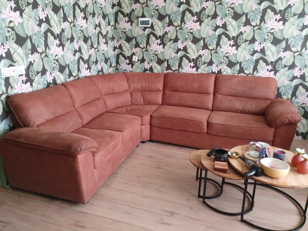 mooie leren hoekbank, Ophalen, Gebruikt, Hoekbank, 300 cm of meer