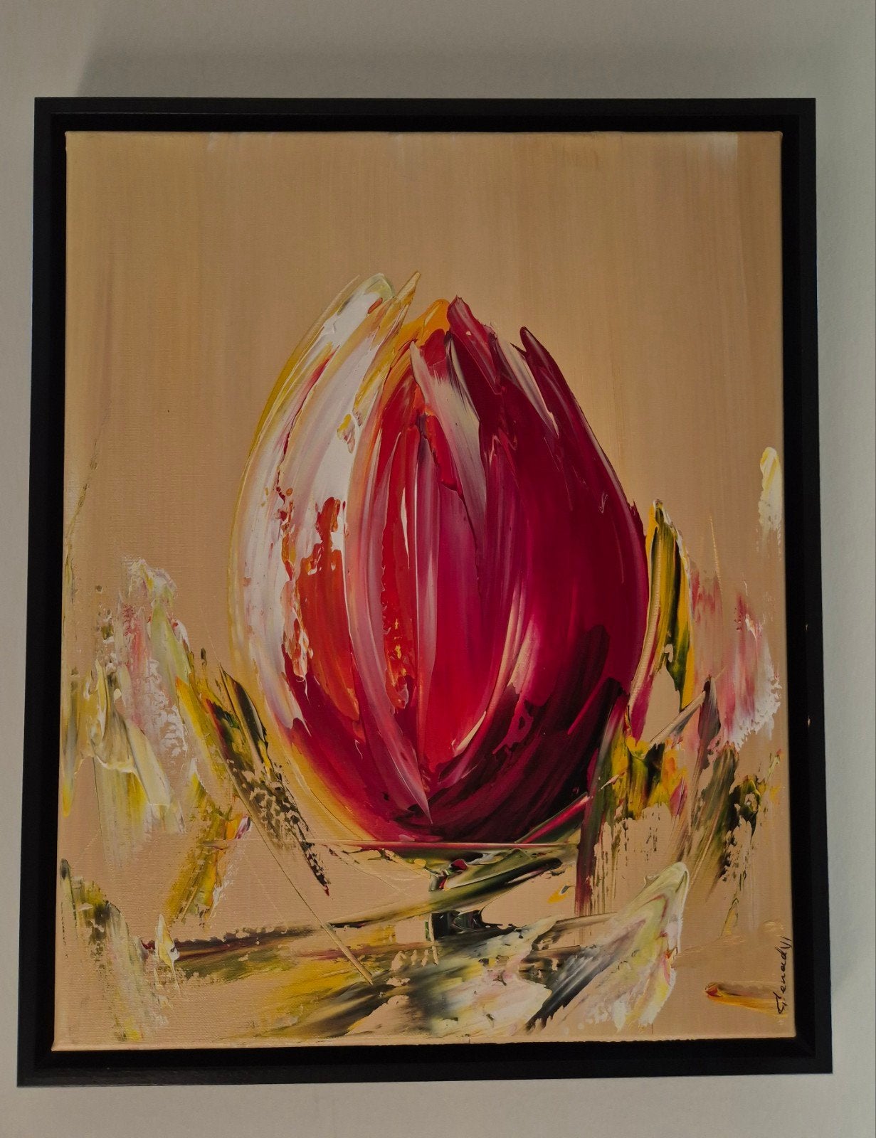 Origineel Schilderij "Tulp" – Gena Genadyj – Acryl, Ophalen