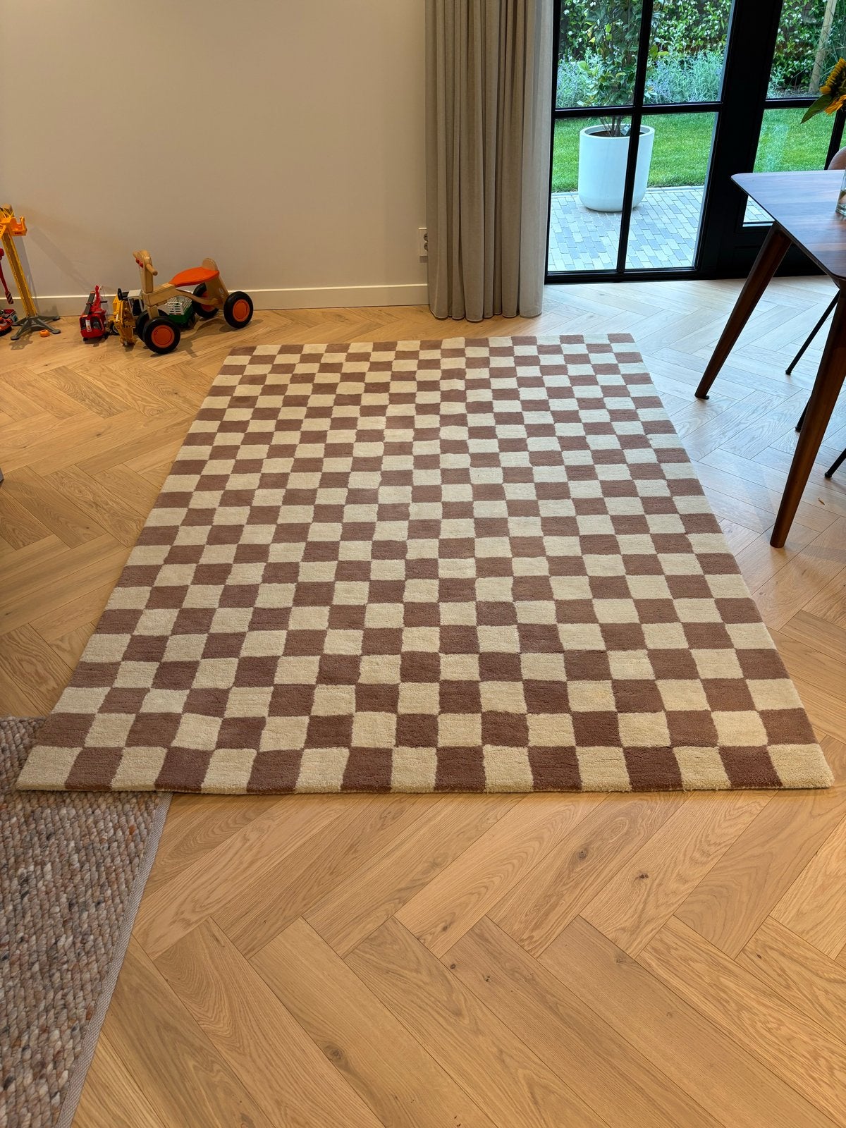 Wollen kleed 240x170 cm - Schakenpatroon. Beschikb tm 24/10!, Ophalen, 150 tot 200 cm, 200 cm of meer, Zo goed als nieuw