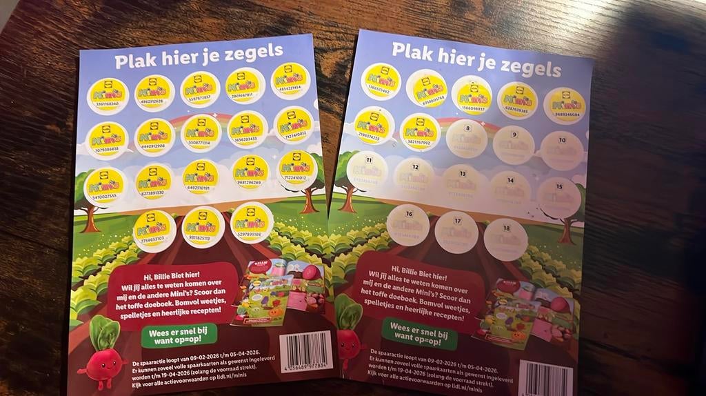 Lidl Mini's spaarzegels volle kaarten, Verzamelen, Supermarktacties, Overige supermarkten, Ophalen of Verzenden